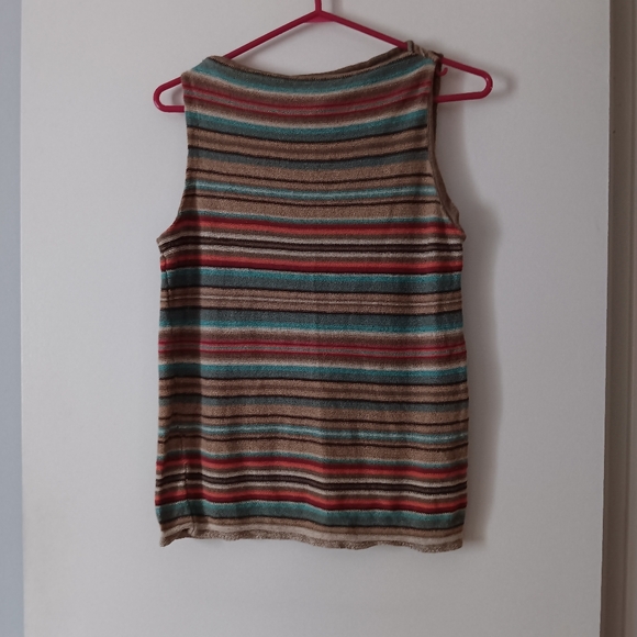 RALPH LAUREN Southwestern Indian Blanket Linen Blend Knit Sleeveless Shell Top L - Picture 1 of 3